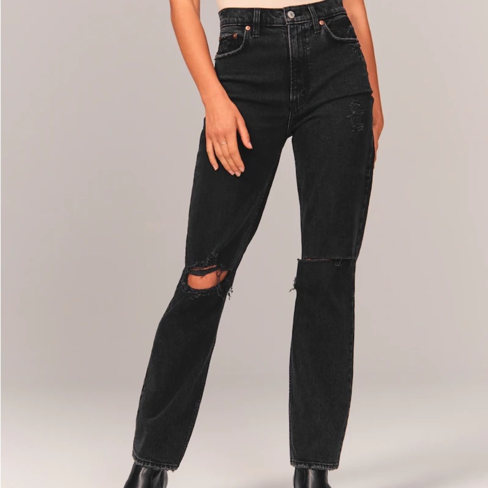 Abercrombie 90s Straight Ultra High Rise Black Jeans